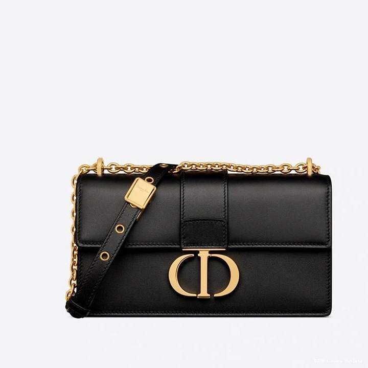 Cheap With East-West Dior Bag Montaigne 30 Black Chain Calfskin 0720 Luxury